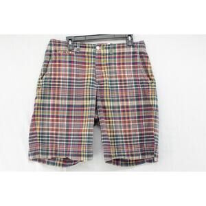 VTG Polo Ralph Lauren India Madras Plaid Bleeker Shorts Mens Size 34 Preppy